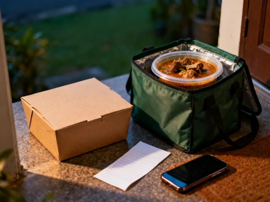 Pesanan sate dan gulai siap diantar