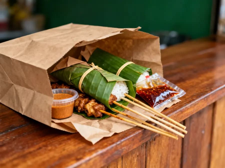Sate dibungkus untuk dibawa pulang